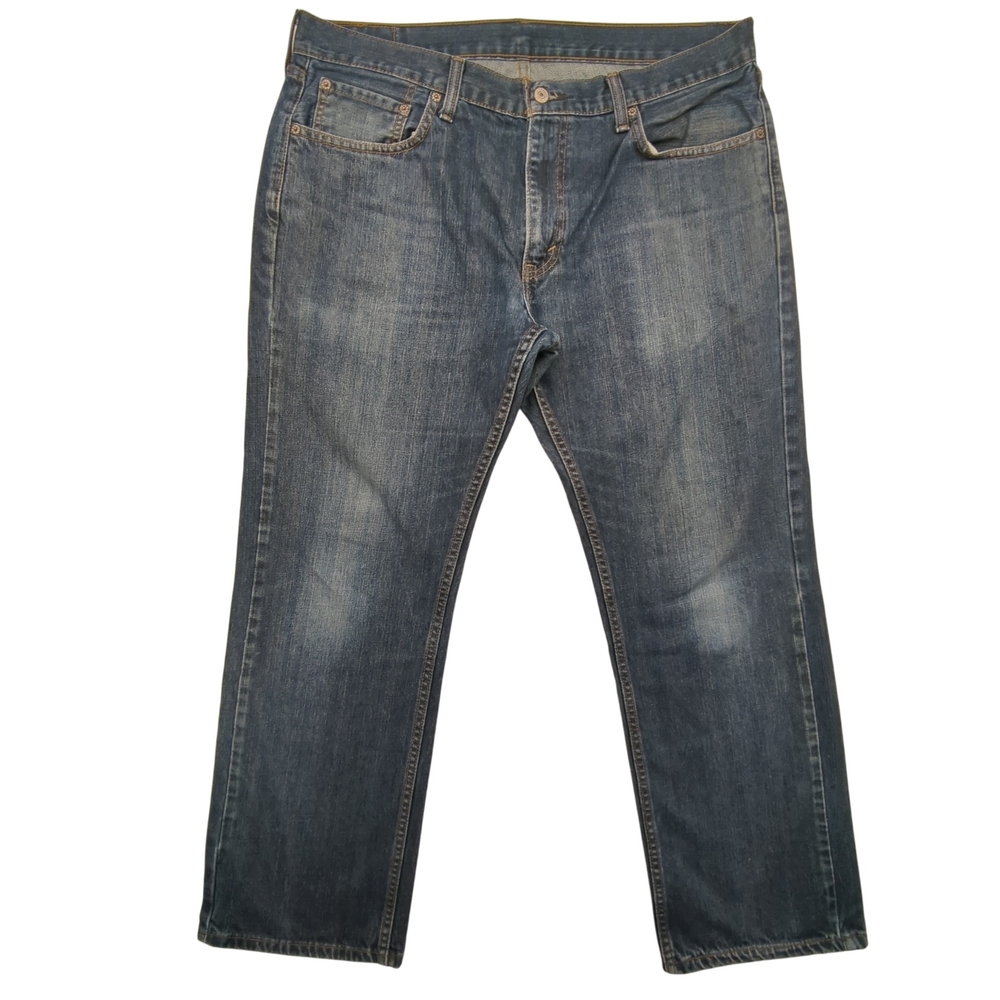 Levis 559 Jeans Mens 38x30 Relaxed Straight Blue Denim Zip Fly Distressed